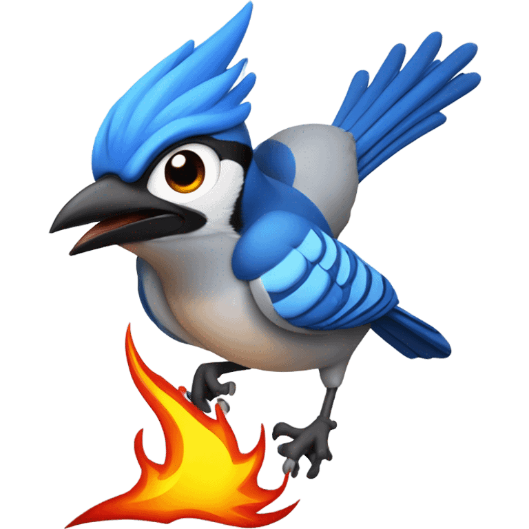 Bluejay shooting fire out of his mouth emoji