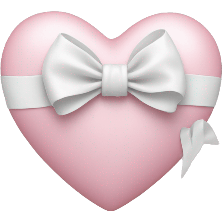 Pastel pink heart with white bow emoji