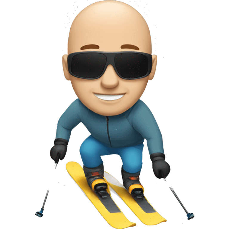 Bald guy skiing emoji