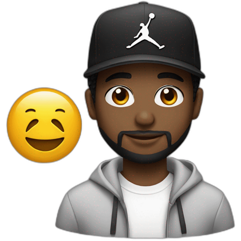 Young black mal with a beard ans a Jordan Hat emoji