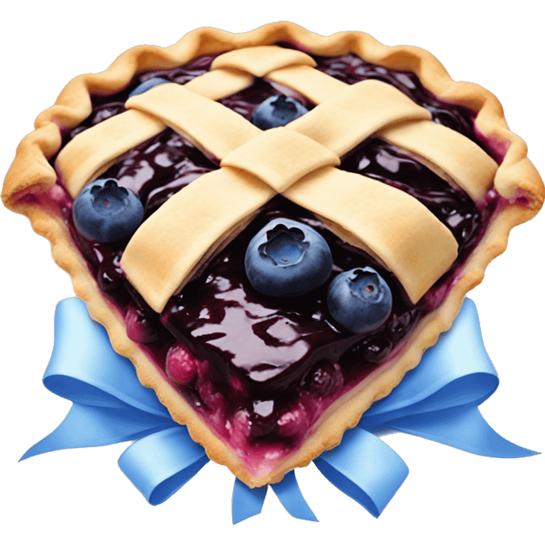 Blueberry pie with a big blue bow emoji