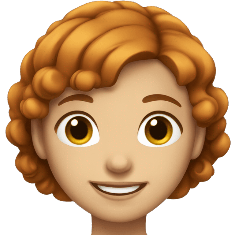 smiling girl with dark ginger hair emoji