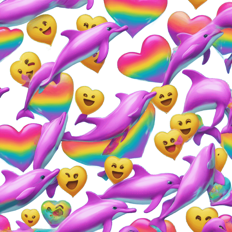 Lisa frank dolphins in a heart emoji