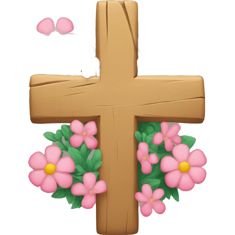 cross with flowers wrapped around emoji