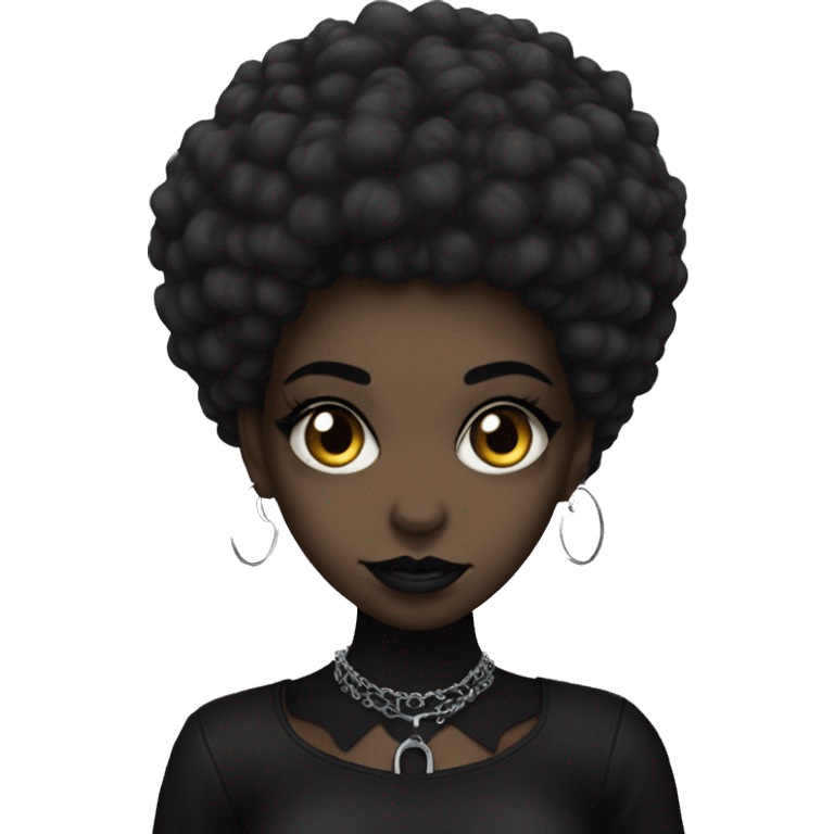 black goth girl with afro emoji