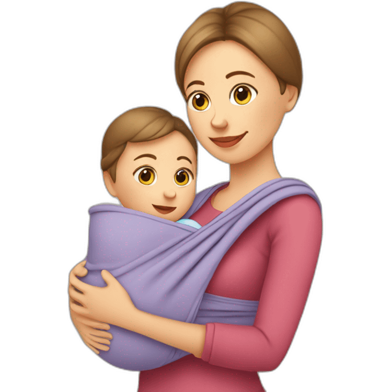 European Babywearing mom with baby ergo carrier emoji