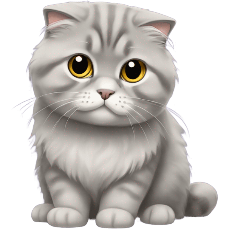 gray scottish fold long-hair cat emoji