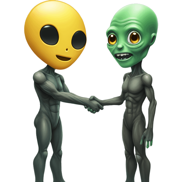 Alien and a human are shaking hands  emoji