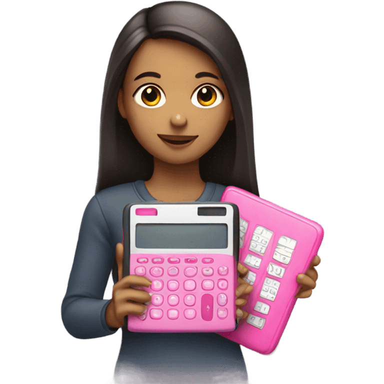 Girl holding pink calculator emoji