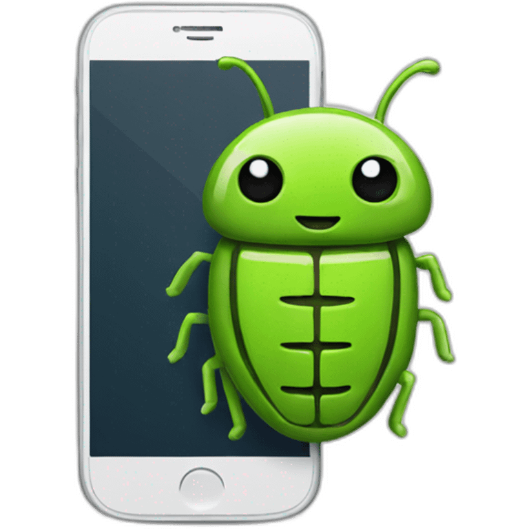 Smartphone with an bug emoji