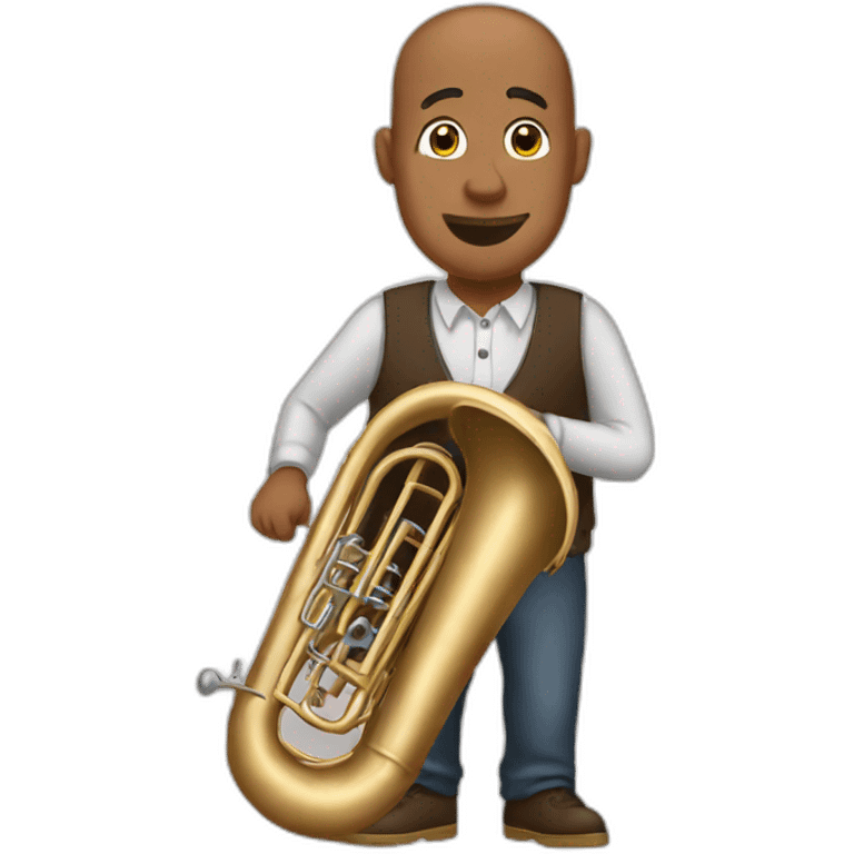 Brown-bald-playing-tuba emoji