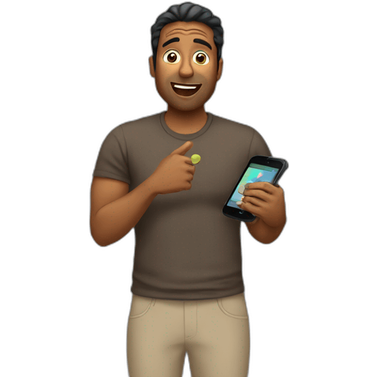 brown man holding phone surprised emoji