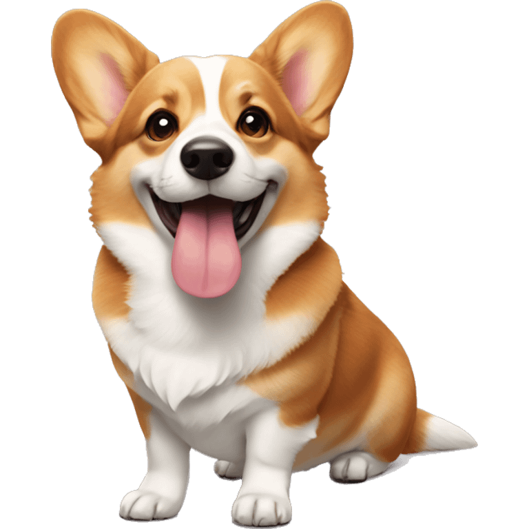 Corgi with his little tongue out emoji