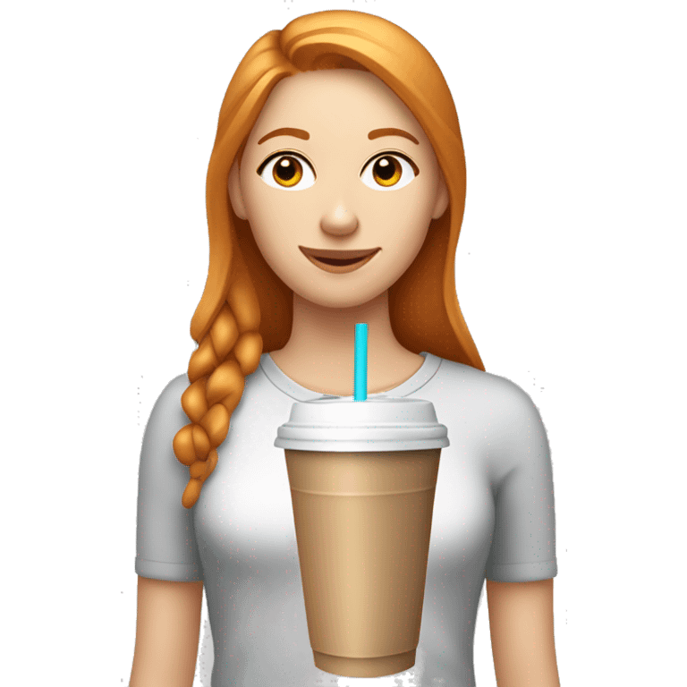 Ginger straight haired girl i’m workout set drinking iced latte  emoji