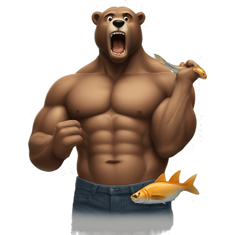 muscular bear man eating a fish emoji