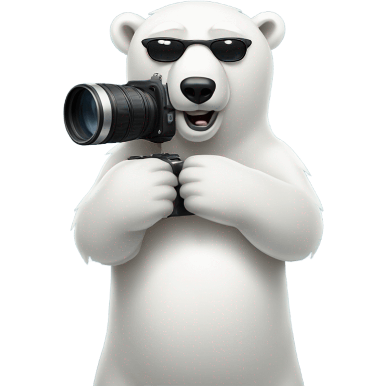 Polar bear with a camera and long lense emoji