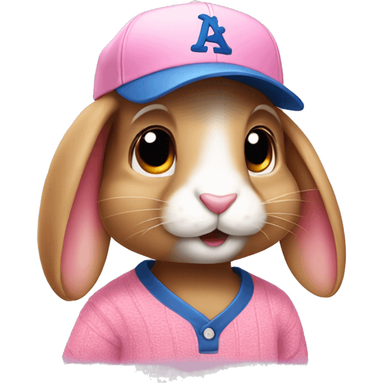 Cute rabbit wearing baseball cap and pink sweater emoji