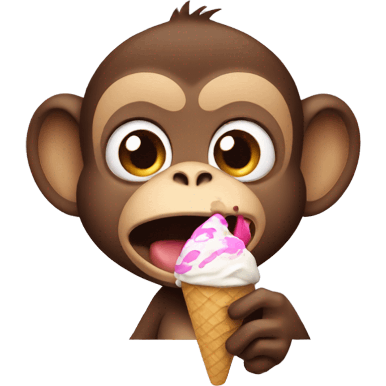 a monkey crying eating ice cream  emoji