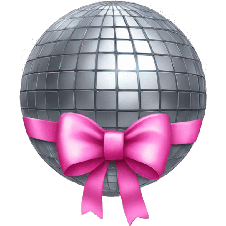 disco ball with a pink bow on top emoji