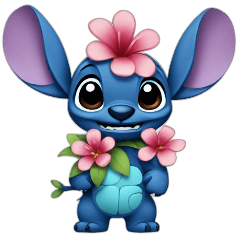 Stitch Disney avec une fleur emoji