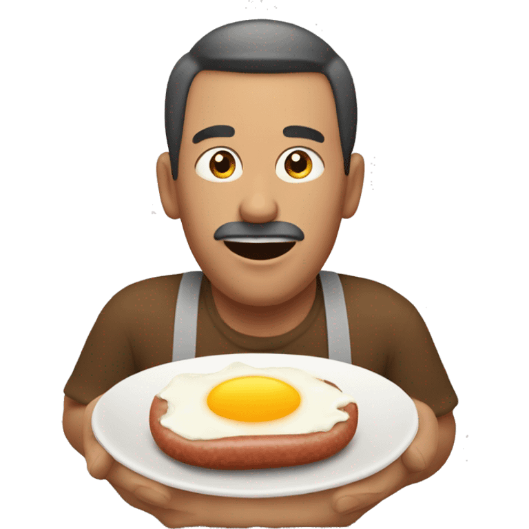 A MAN EATİNG EGG FROM A SAUSAGE emoji