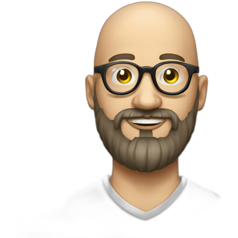 bald beard man tattoo with glasses emoji