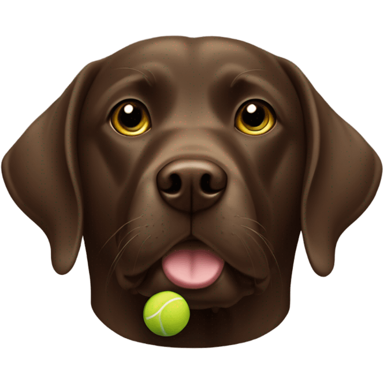 Chocolate lab with a tennis ball emoji