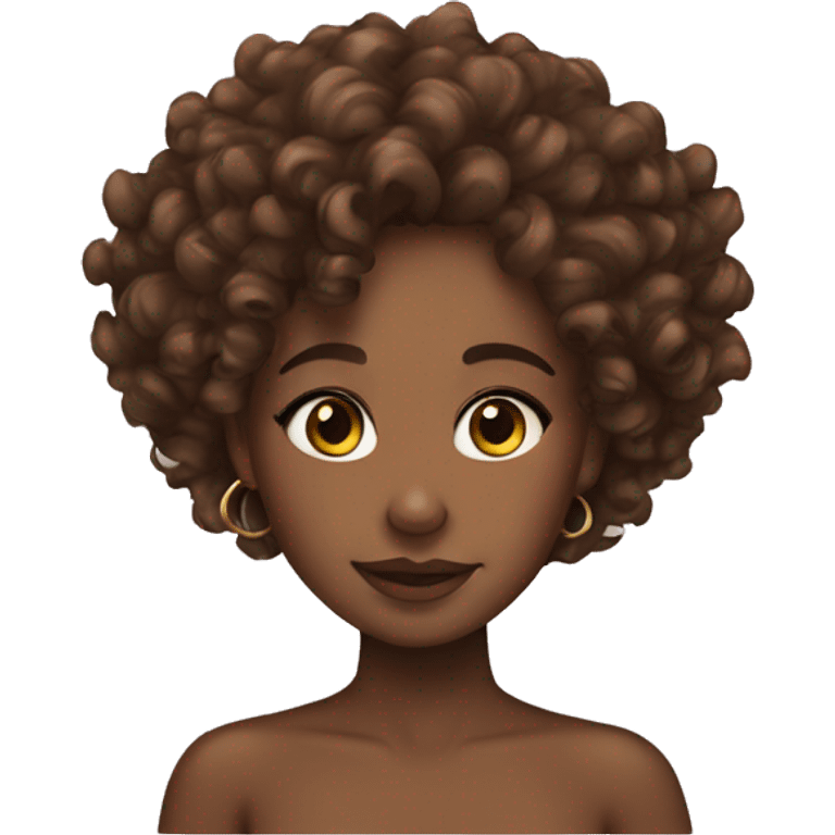 Brown skin girl curly brown hair emoji