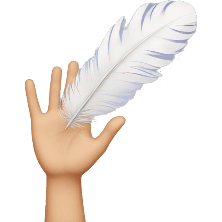 hand with feathers emoji