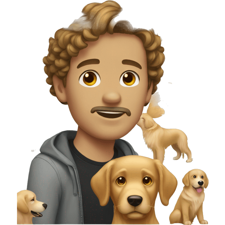 White man brown hair and golden retriever  emoji