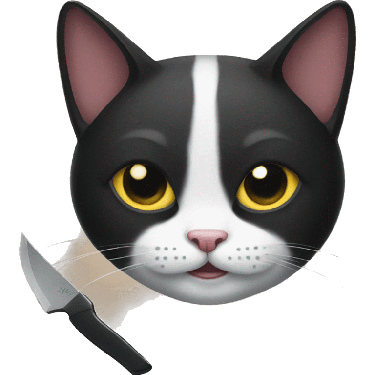 tuxedo cat with knife emoji