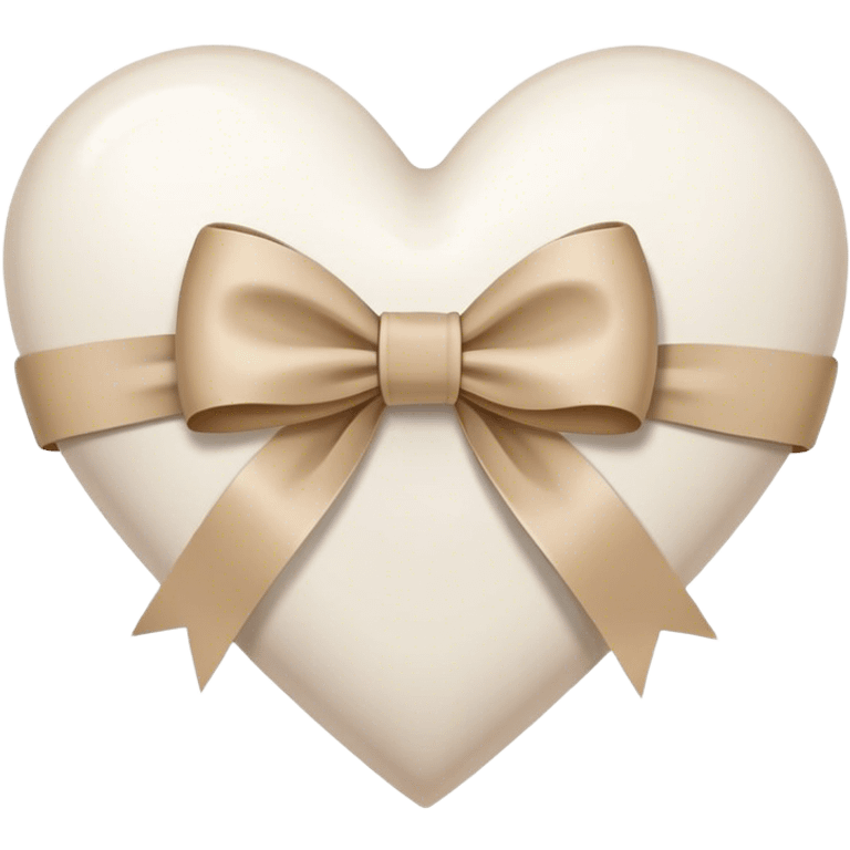 white heart with beige bow emoji