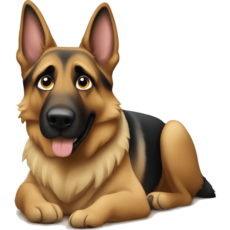 German shepherd indoors looking at viewer emoji