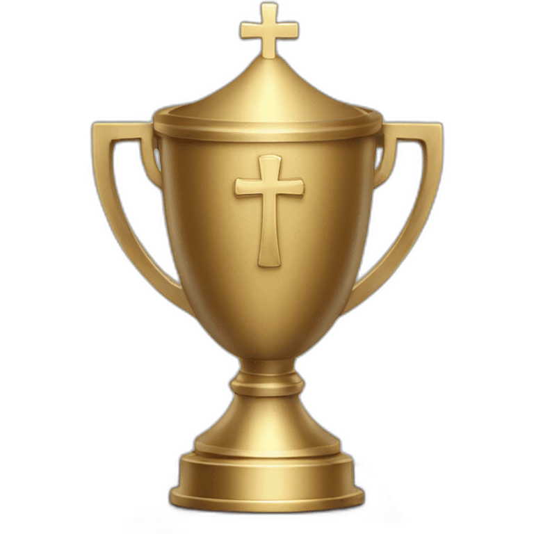 royal empty Christian trophy for the winner with a cross on royal background emoji