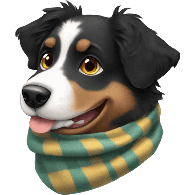 Small black australian shepherd dog wearing a scarf emoji