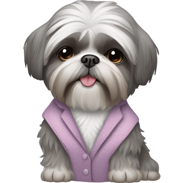 Grey Shih Tzu wearing clothes  emoji