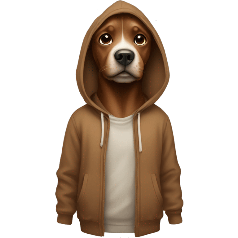 Dog wearing a brown hoodie  emoji