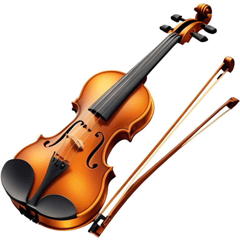 Cinematic Realistic Violin, rich polished wood with delicate curves, taut strings reflecting warm golden light, fine dust particles catching the glow, intricate f-holes adding elegance, glowing with an air of timeless beauty and musical soul. emoji