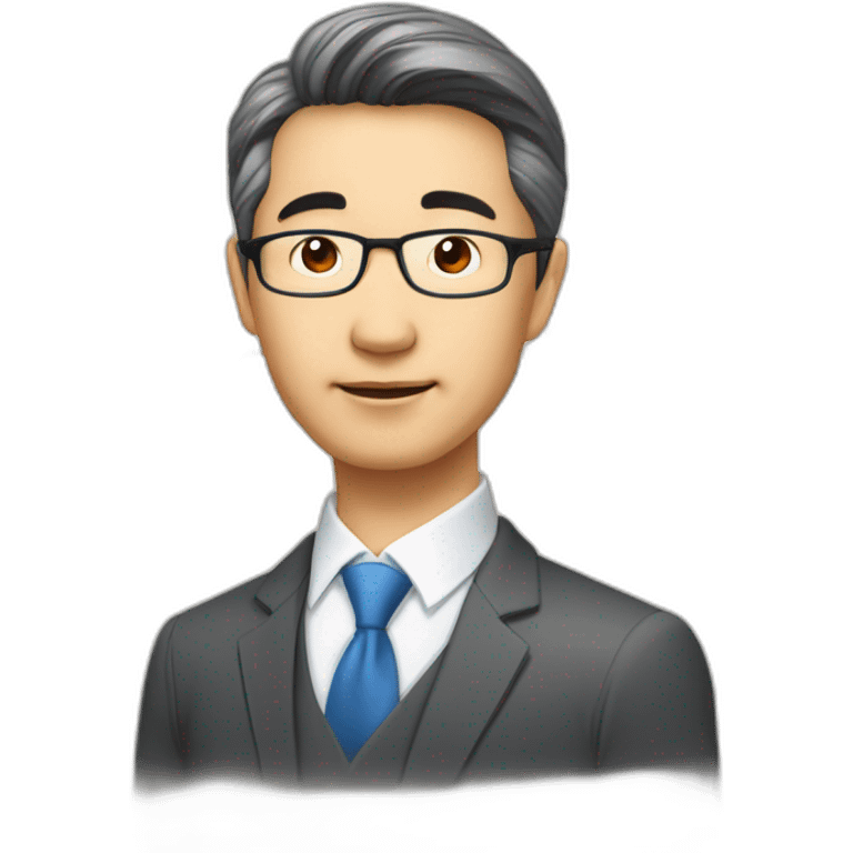 Middle-aged Asian male investment manager，background with Stock market trend chart,Half-length portrait emoji