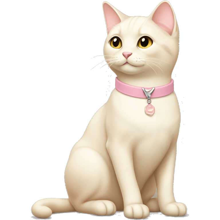 cream cat with light pink collar sitting emoji