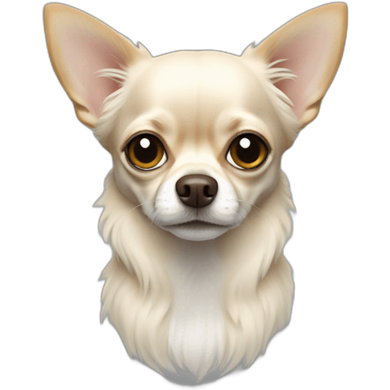 chihuahua longcoat white with dead eyes emoji