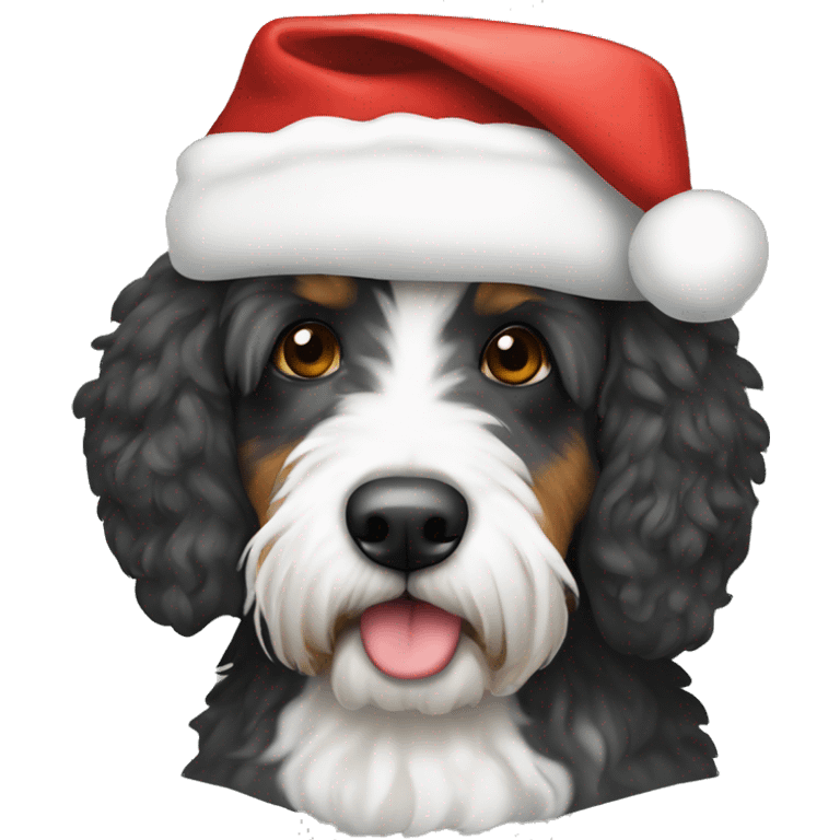 Bernadoodle with santa hat emoji