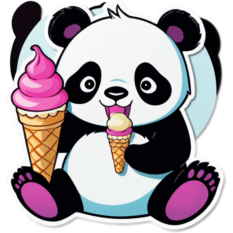 Panda eating ice cream emoji