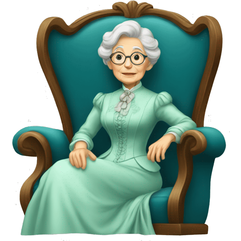 Elegant old lady sit in Victorian chair emoji