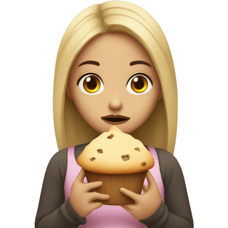 Sad girl with muffin emoji