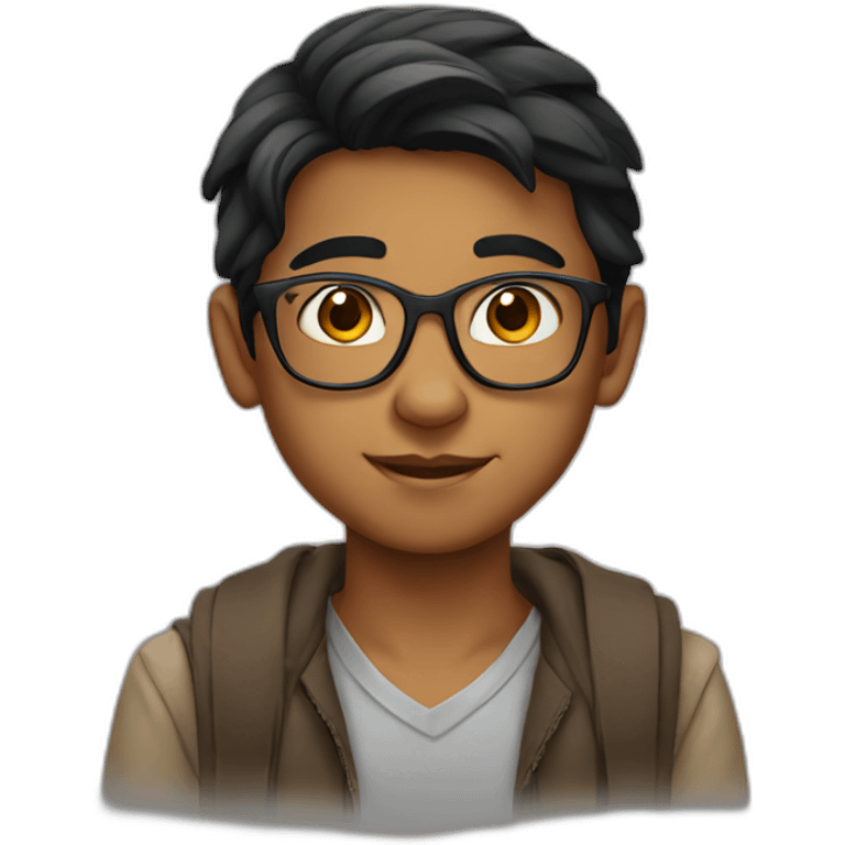 Indian cute teen boy with spec emoji