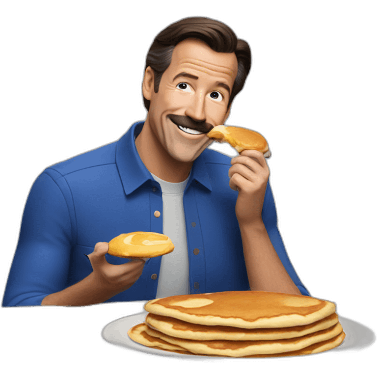 Ted Lasso eating pancakes with Joe Biden  emoji