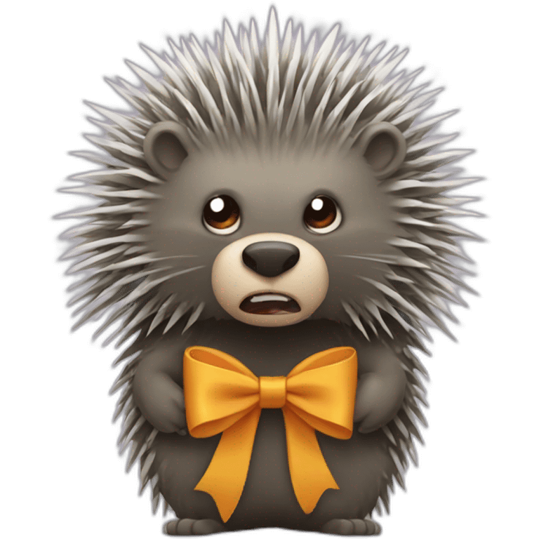 Angry porcupine with a bow emoji