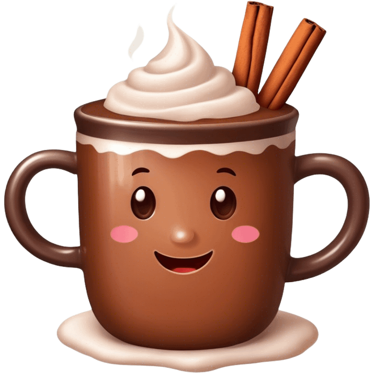 Hot cocoa with cinnamon and sugar in a mug emoji