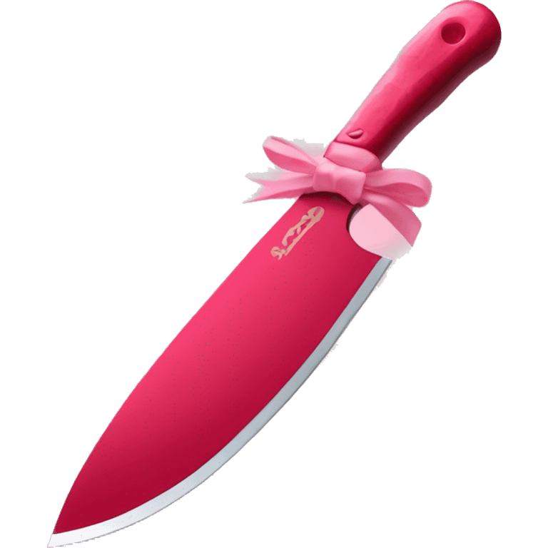 aesthetic red liquid covered knife with light pink bow on handle emoji